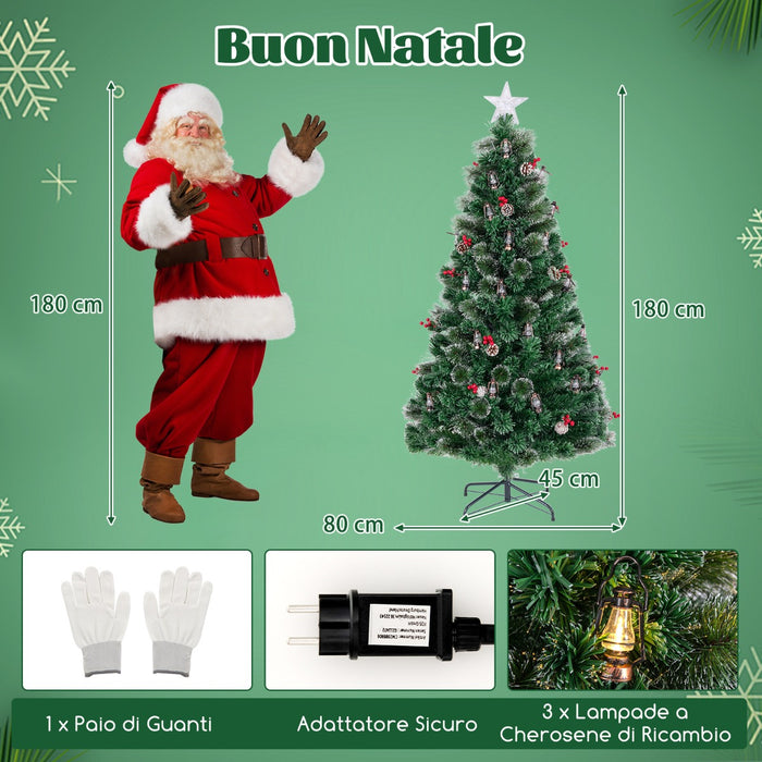 Albero di Natale 180cm con 8 modalit¨¤ di illuminazione luci led fibre ottiche, Albero natalizio artificiale ago di pino-Alberi di Natale