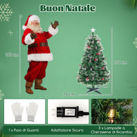 Albero di Natale 150cm con 8 modalit¨¤ di illuminazione luci led fibre ottiche, Albero natalizio artificiale ago di pino-Alberi di Natale