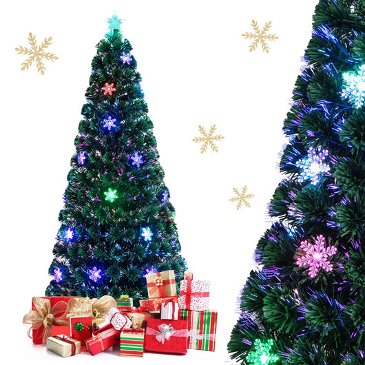 180cm Albero di natale illuminato con 28 led Albero di abete artificiale con fibra ottica cambia colore-Alberi di Natale