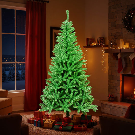 Albero di natale pieghevole con 692 rami e base in metallo pieghevole, Albero di natale artificiale luminoso al buio da 180 cm Verde-Alberi di Natale