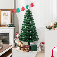 150cm Albero di natale artificiale in fibra ottica con 170 rami, 24 luci LED fiocchi di neve e stella-Alberi di Natale