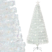 Albero di Natale pre-illuminato in fibra ottica, Albero Natale artificiale con foglie iridescenti luci LED 180cm-Alberi di Natale