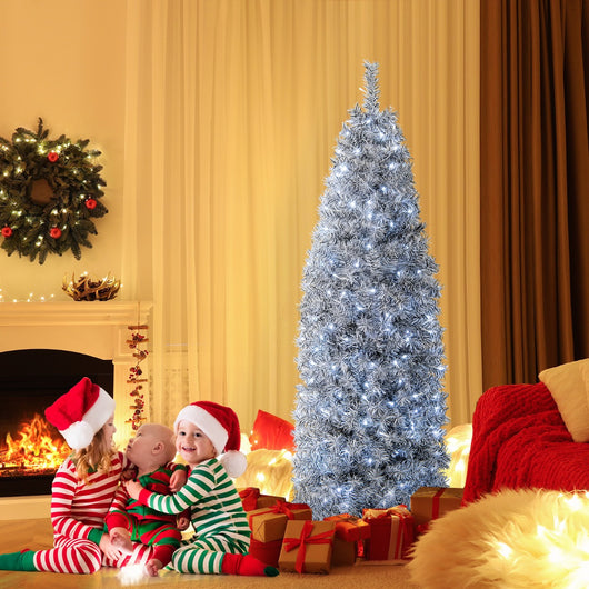 Albero di Natale artificiale pre-illuminato da 180cm, Albero di Natale con 250 luci LED 475 rami base pieghevole-Alberi di Natale