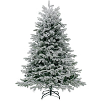 Albero di natale artificiale con punte di rami PE PVC luci LED bianche calde, Albero di natale flocked 135cm-Alberi di Natale