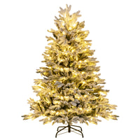 Albero di natale artificiale con punte di rami PE PVC luci LED bianche calde, Albero di natale flocked 135cm-Alberi di Natale
