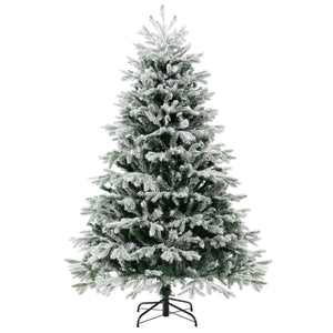 Albero di natale artificiale con punte di rami PE PVC luci LED bianche calde, Albero di natale flocked 180cm-Alberi di Natale