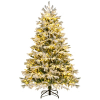Albero di natale artificiale con punte di rami PE PVC luci LED bianche calde, Albero di natale flocked 180cm-Alberi di Natale