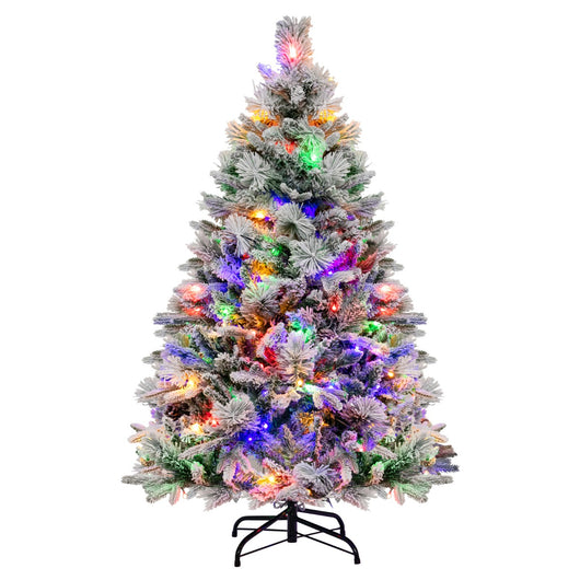Albero di natale artificiale con rametti di PE PVC luci LED 8 modalit¨¤ di illuminazione, Albero decorativo da 136cm-Alberi di Natale