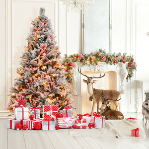 Albero di natale artificiale con rametti di PE PVC luci LED 8 modalit¨¤ di illuminazione, Albero decorativo da 180cm-Alberi di Natale