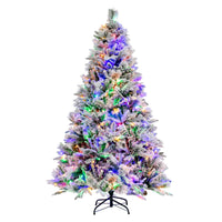 Albero di natale artificiale con rametti di PE PVC luci LED 8 modalit¨¤ di illuminazione, Albero decorativo da 180cm-Alberi di Natale
