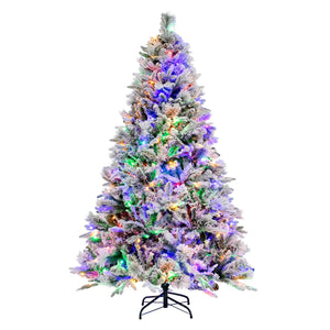 Albero di natale artificiale con rametti di PE PVC luci LED 8 modalit¨¤ di illuminazione, Albero decorativo da 180cm-Alberi di Natale