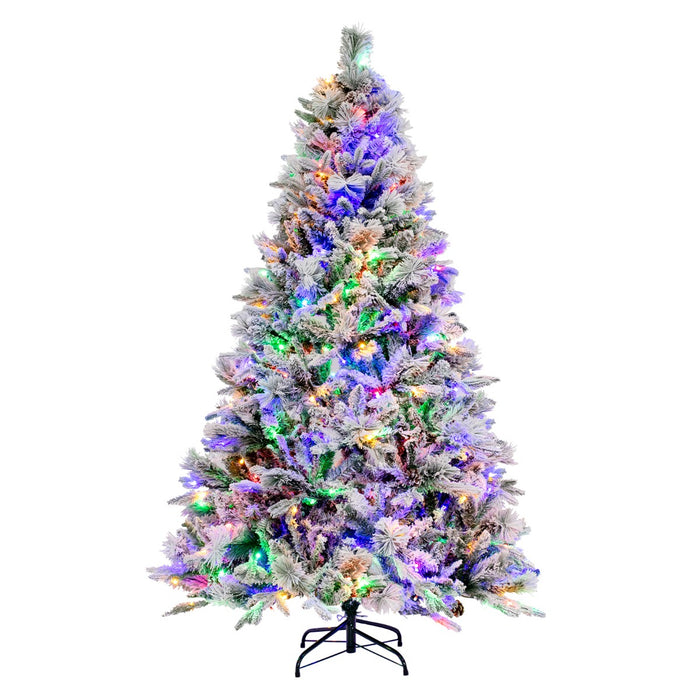 Albero di natale artificiale con rametti di PE PVC luci LED 8 modalit¨¤ di illuminazione, Albero decorativo da 180cm-Alberi di Natale