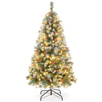 Albero di Natale pre-illuminato da 150cm, Albero artificiale con cerniere luci LED 8 modalit¨¤ di illuminazione-Alberi di Natale