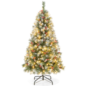 Albero di Natale pre-illuminato da 150cm, Albero artificiale con cerniere luci LED 8 modalit¨¤ di illuminazione-Alberi di Natale