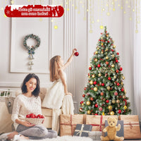 Albero di Natale pre-illuminato da 195cm, Albero artificiale con cerniere luci LED 8 modalit¨¤ di illuminazione-Alberi di Natale