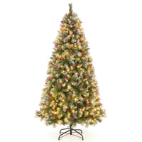 Albero di Natale pre-illuminato da 195cm, Albero artificiale con cerniere luci LED 8 modalit¨¤ di illuminazione-Alberi di Natale