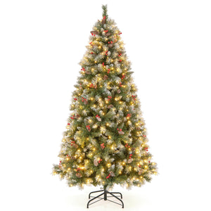 Albero di Natale pre-illuminato da 195cm, Albero artificiale con cerniere luci LED 8 modalit¨¤ di illuminazione-Alberi di Natale