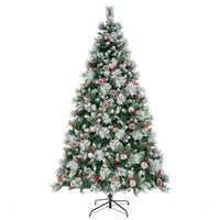 Albero di Natale pre-illuminato con aghi di pino luci led, Albero di natale artificiale incernierato da 215cm-Alberi di Natale