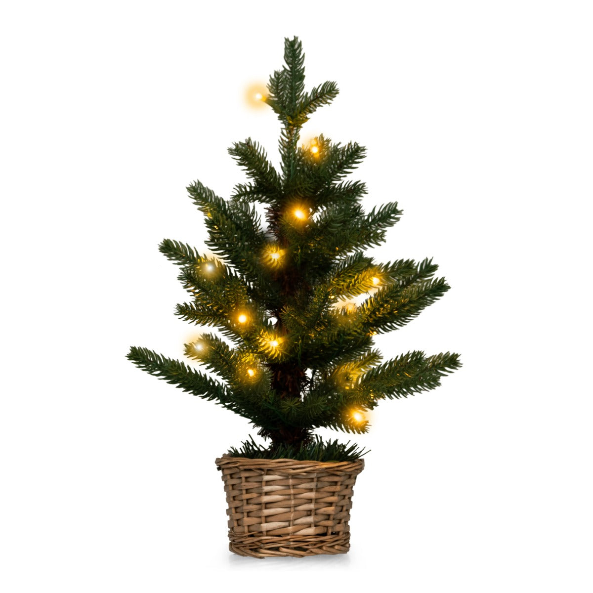 Albero di Natale pre-illuminato con 96 rametti 20 luci LED timer, Albero Natale mini artificiale da tavolo 48cm-Alberi di Natale