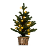 Albero di Natale pre-illuminato con 96 rametti 20 luci LED timer, Albero Natale mini artificiale da tavolo 48cm-Alberi di Natale