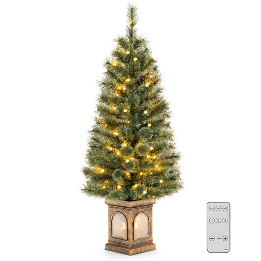 Albero di Natale artificiale con aghi di pino 116 punte di ramo 100 luci LED, Albero di Natale da 120cm-Alberi di Natale