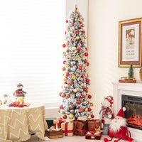 Albero di Natale pre-illuminato con 150 luci bianche calde 373 rametti aghi di pino, Albero di Natale slim 180cm-Alberi di Natale