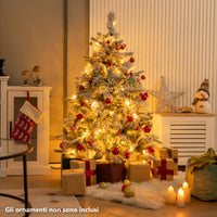 Albero di Natale artificiale da 136cm con 150 luci LED e 384 punte di ramo miste, Albero di Natale flockato-Alberi di Natale