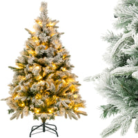 Albero di Natale artificiale da 136cm con 150 luci LED e 384 punte di ramo miste, Albero di Natale flockato-Alberi di Natale