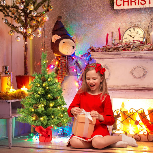 Albero di Natale piccolo 64cm con luci, Mini albero Natale da tavolo con 50 luci LED 8 modalit¨¤ di illuminazione-Alberi di Natale