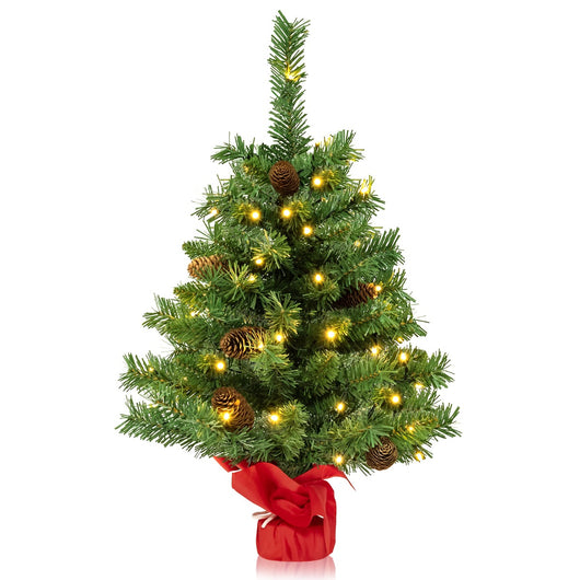 Albero di Natale piccolo 64cm con luci, Mini albero Natale da tavolo con 50 luci LED 8 modalit¨¤ di illuminazione-Alberi di Natale