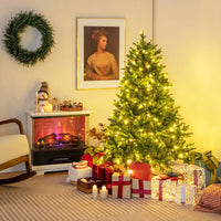 Albero di Natale pre-illuminato con cerniera 844 punte di ramo luci LED multi-colori, Albero di Natale 150cm-Alberi di Natale