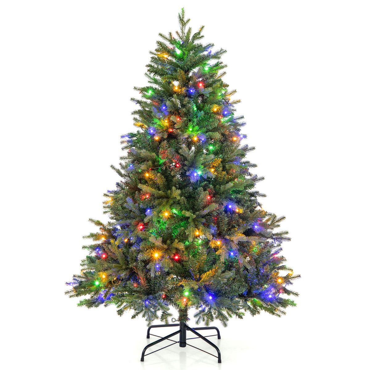 Albero di Natale pre-illuminato con cerniera 844 punte di ramo luci LED multi-colori, Albero di Natale 150cm-Alberi di Natale