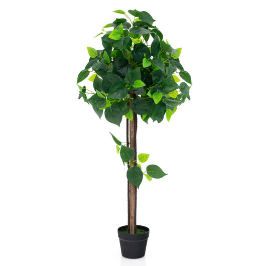 Albero di ortensie artificiale da 114cm con tronco in legno foglie di ortensie realistiche, Albero in vaso decorativo-Piante artificiali