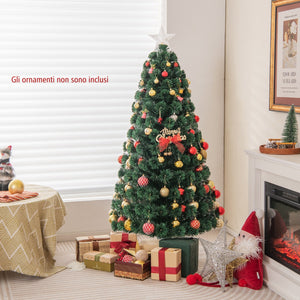 Albero Natale con rametti in PVC luci LED stella luminosa e 8 modalit¨¤ di illuminazione, Albero artificiale 150cm-Alberi di Natale