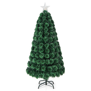 Albero Natale con rametti in PVC luci LED stella luminosa e 8 modalit¨¤ di illuminazione, Albero artificiale 150cm-Alberi di Natale