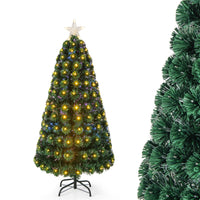 Albero Natale con rametti in PVC luci LED stella luminosa e 8 modalit¨¤ di illuminazione, Albero artificiale 150cm-Alberi di Natale
