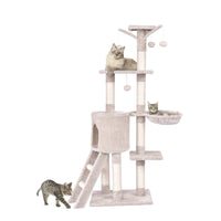 Torre multi-livello per gatti con tiragraffi in sisal e palline pendenti, Centro attivit¨¤ per gattini da interno Beige-Alberi Tiragraffi