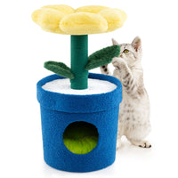 Albero per gatti per interni con posatoio a forma di fiore, Centro di attivit¨¤ versatile per animali domestici Giallo-Alberi Tiragraffi