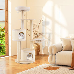 Albero per gatti per animali domestici da interni cuscino lavabile, Albero per gatti con tiragraffi in sisal e tappetino Naturale-Alberi Tiragraffi