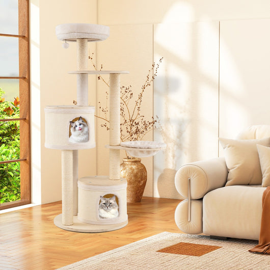 Albero per gatti per animali domestici da interni cuscino lavabile, Albero per gatti con tiragraffi in sisal e tappetino Naturale-Alberi Tiragraffi