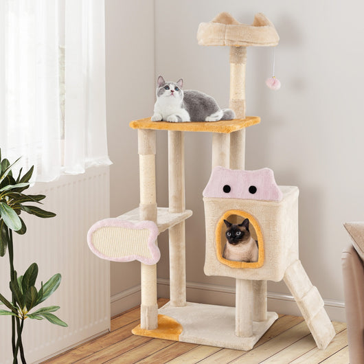 Albero per gatti da interno torre a pi¨´ livelli con cuscino, Albero centro attivit¨¤ per animali domestici-Alberi Tiragraffi