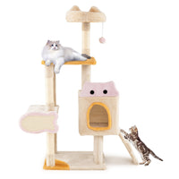 Albero per gatti da interno torre a pi¨´ livelli con cuscino, Albero centro attivit¨¤ per animali domestici-Alberi Tiragraffi