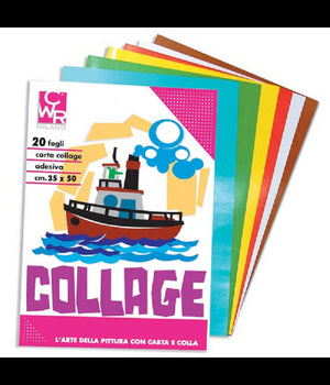 Album Carta Collage Adesiva Autoadesiva 20 Fogli Colorati 35 X 50 Cm         