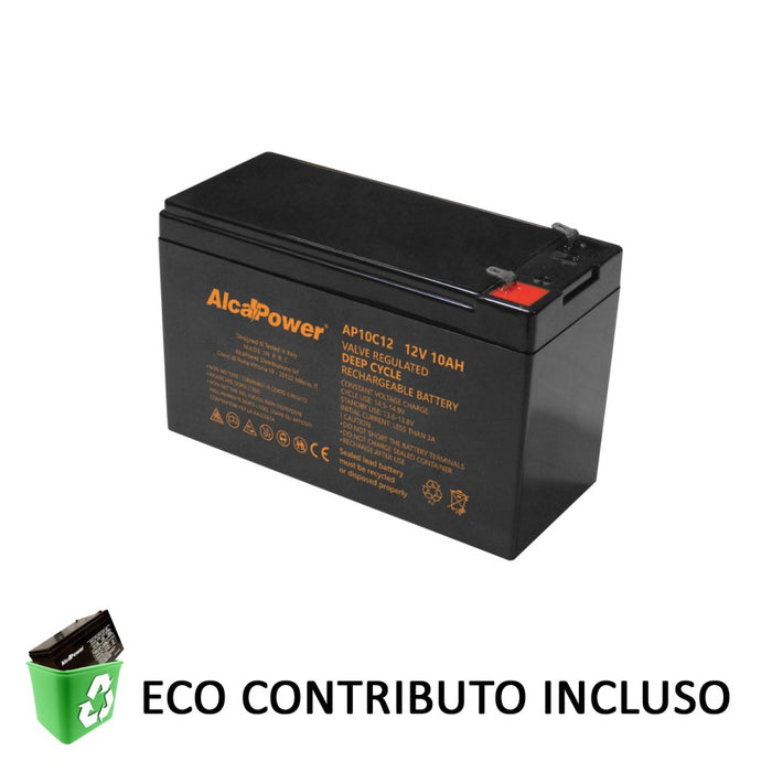 Alca power batteria al piombo da 12v 10ah ricaricabile ermetica per ups e illuminazione di emergenza