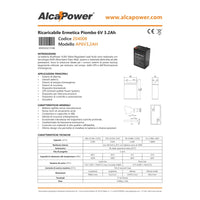 Alca power batteria al piombo da 6v 3,2ah ricaricabile per ups e illuminazione di emergenza