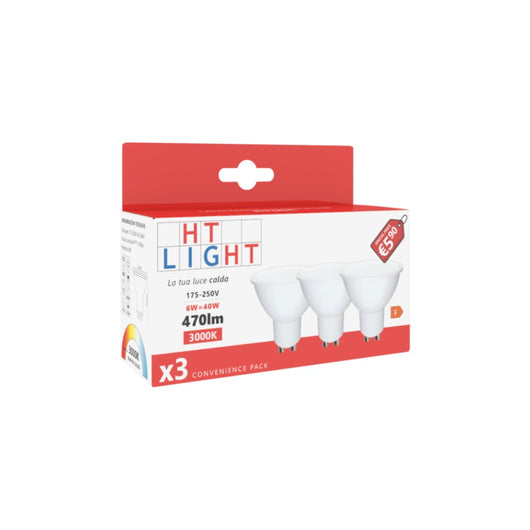 Alca power gu10 6w 175-250v 470lm 3000k lampadina dicroica led box da 3pz