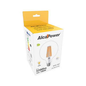 Alcapower - Lampadina LED E27 G125 18W 3200lm, Angolo 320°, Classe Energetica C, Ø125mm, Luce Istantanea, Lunga Durata - 4000K