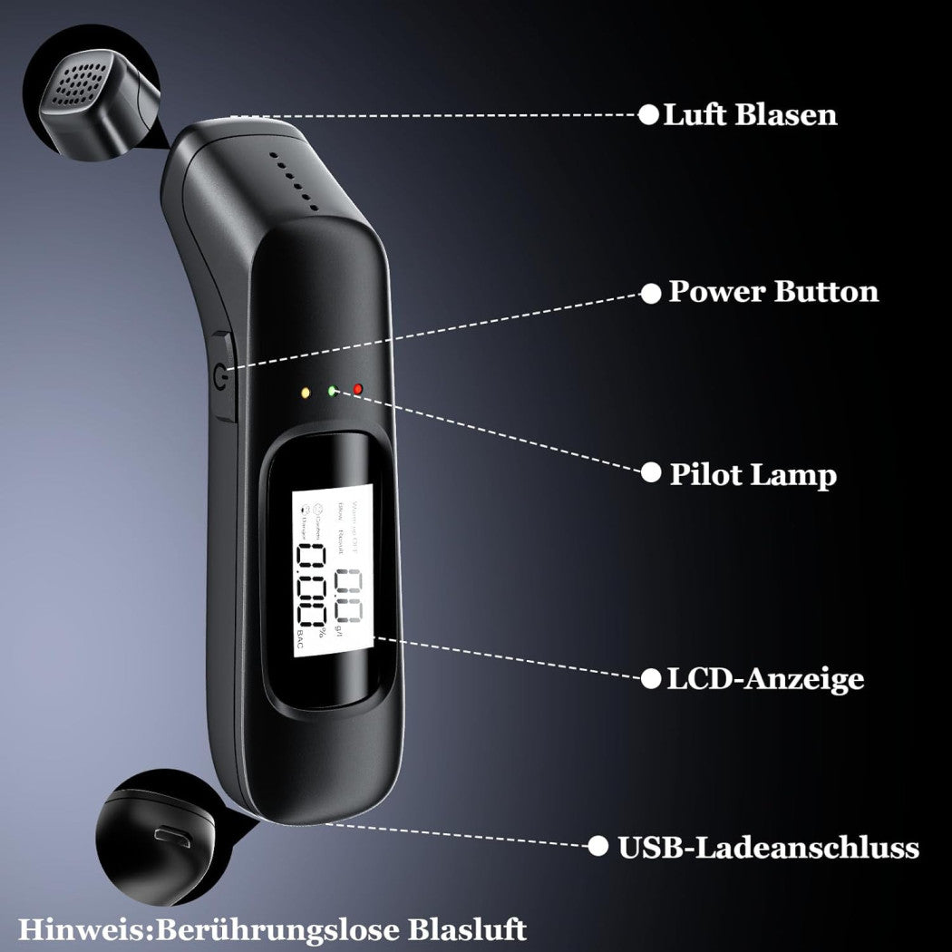 Trade Shop - Alcol Test Portatile Etilometro Display Misuratore Grado Alcool Alta Precisione -