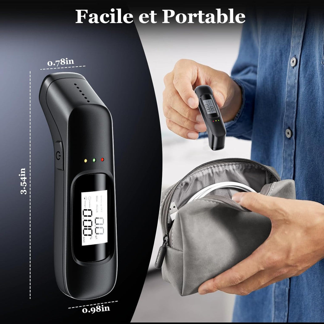 Trade Shop - Alcol Test Portatile Etilometro Display Misuratore Grado Alcool Alta Precisione -