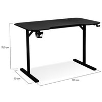 IDMarket - ALEXIS 120 cm nero tavolo da gioco diritto con portabicchieri e gancio per cuffie